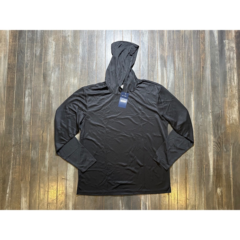 Performance Sports Long Sleeve Hooded T-Shirt Black Activewear Tee